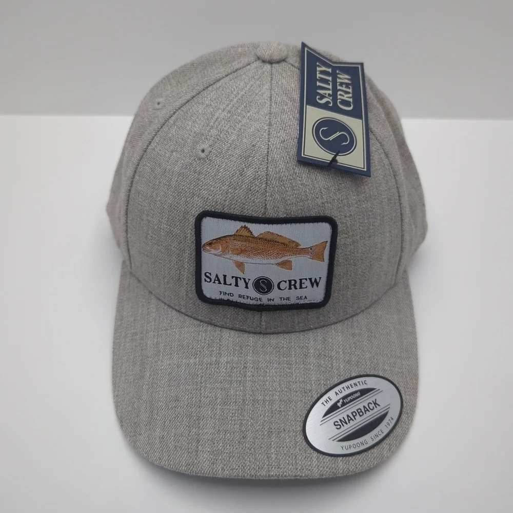 Salty‎ Crew Redfish Snapback Hat Grey Yupoong Classics Fishing Cap New